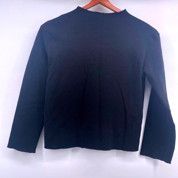 ZARA Black Ribbed Long Sleeve Mock Neck Seam Detail Sweater Top Size S - Picture 6 of 6